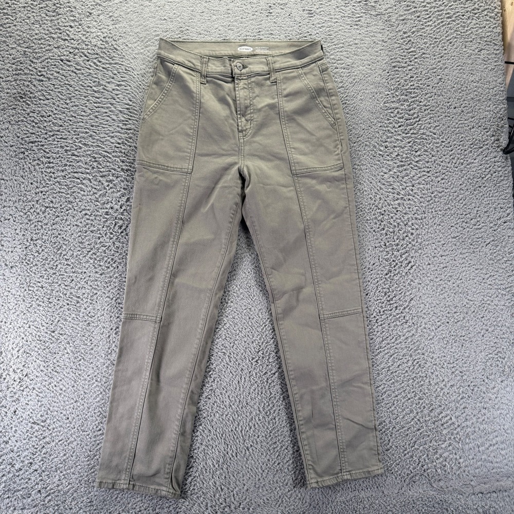 Old Navy Sky-Hi Jeans Womens 6 Green Cotton Denim Straight Leg Travel Stretch